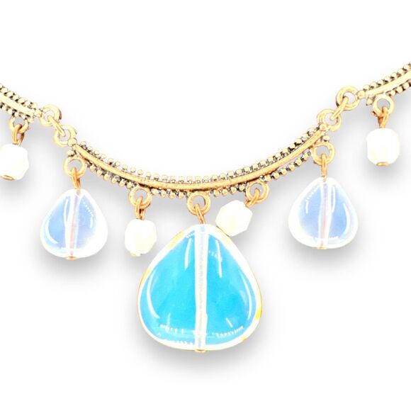 Necklace & Earrings Iridescent Water Fall Dangle Copper Color Jewelry Set - Picture 2 of 9